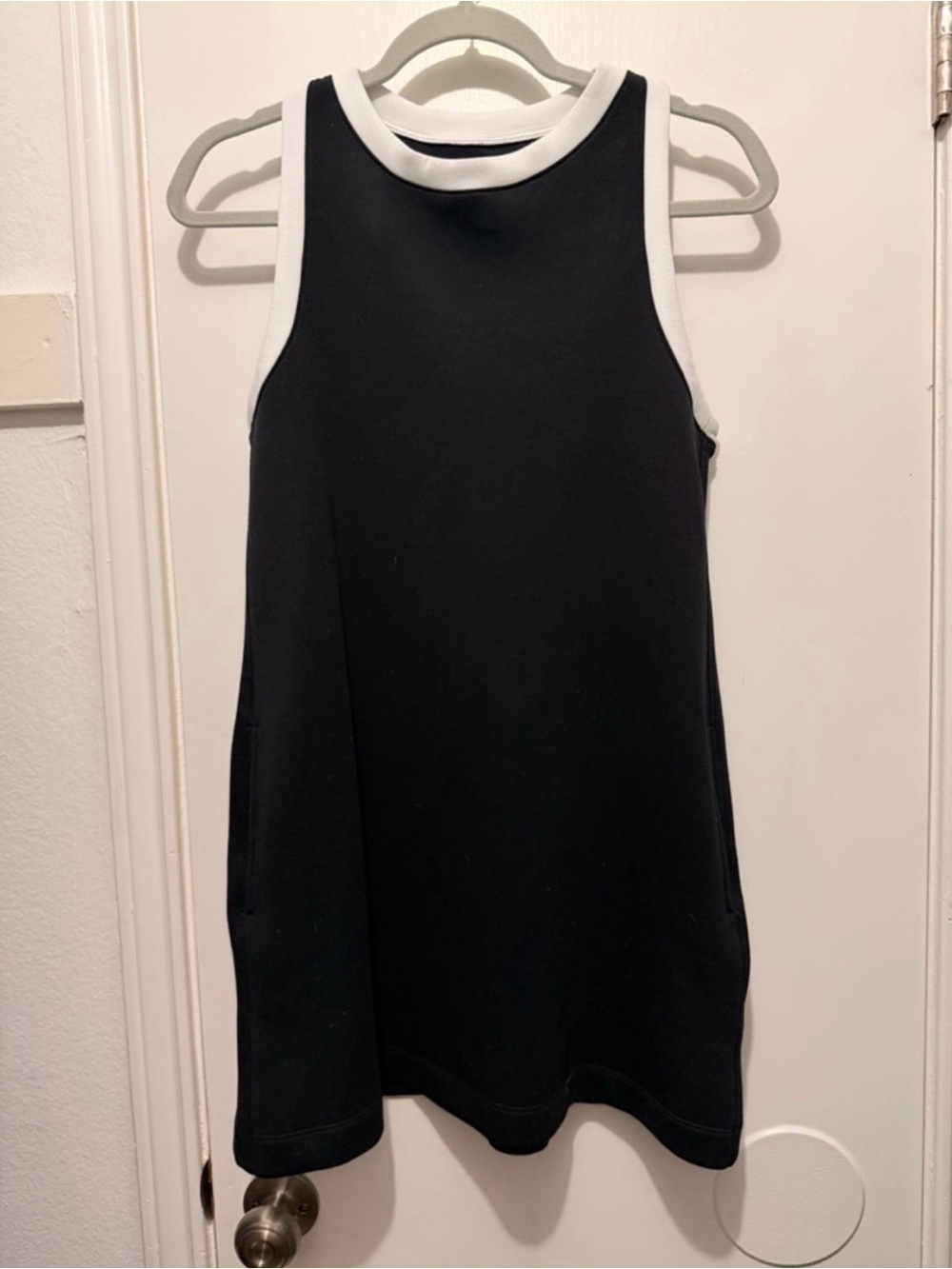 Abercrombie & Fitch YPB Razor back Black Mini Dress with White Trim - Picture 2 of 4